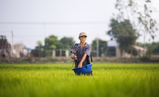 man holding basket