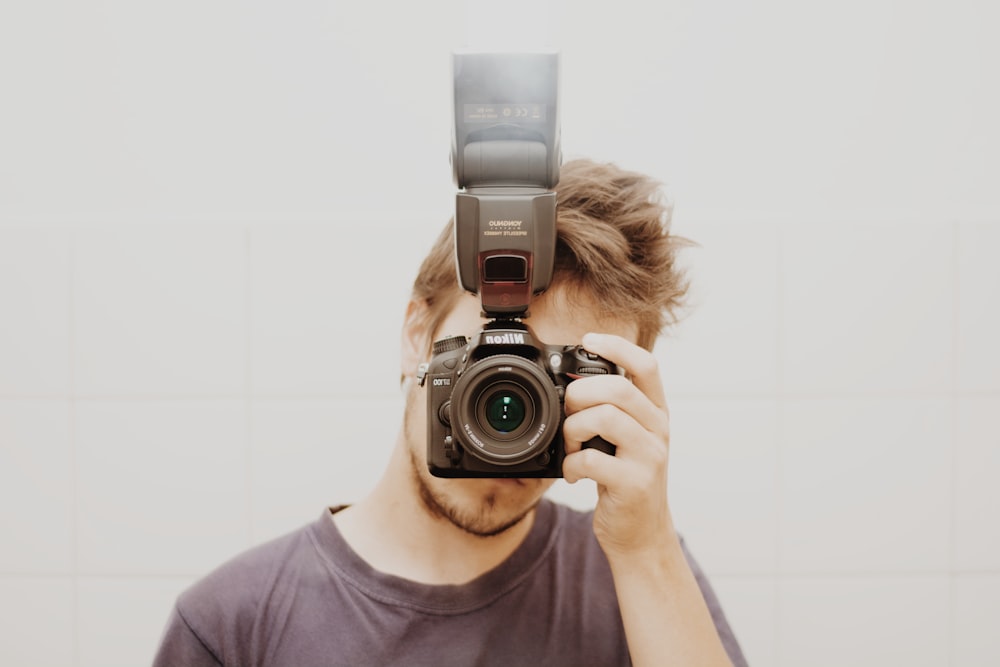 man taking a mirror shot photo