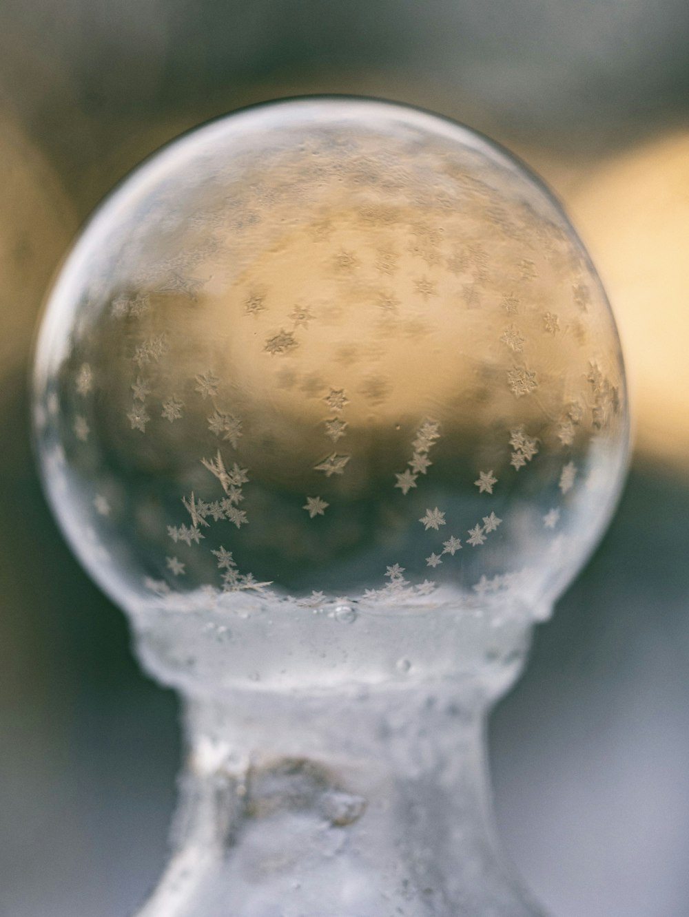 selective focus photography of glass ball