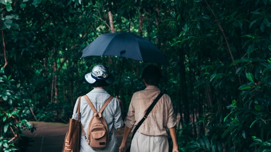 brown backpack in Pulau Ubin Singapore