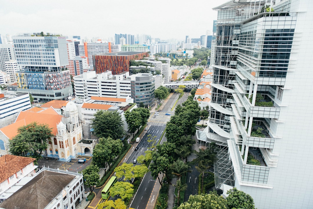 aerial view of city buildings