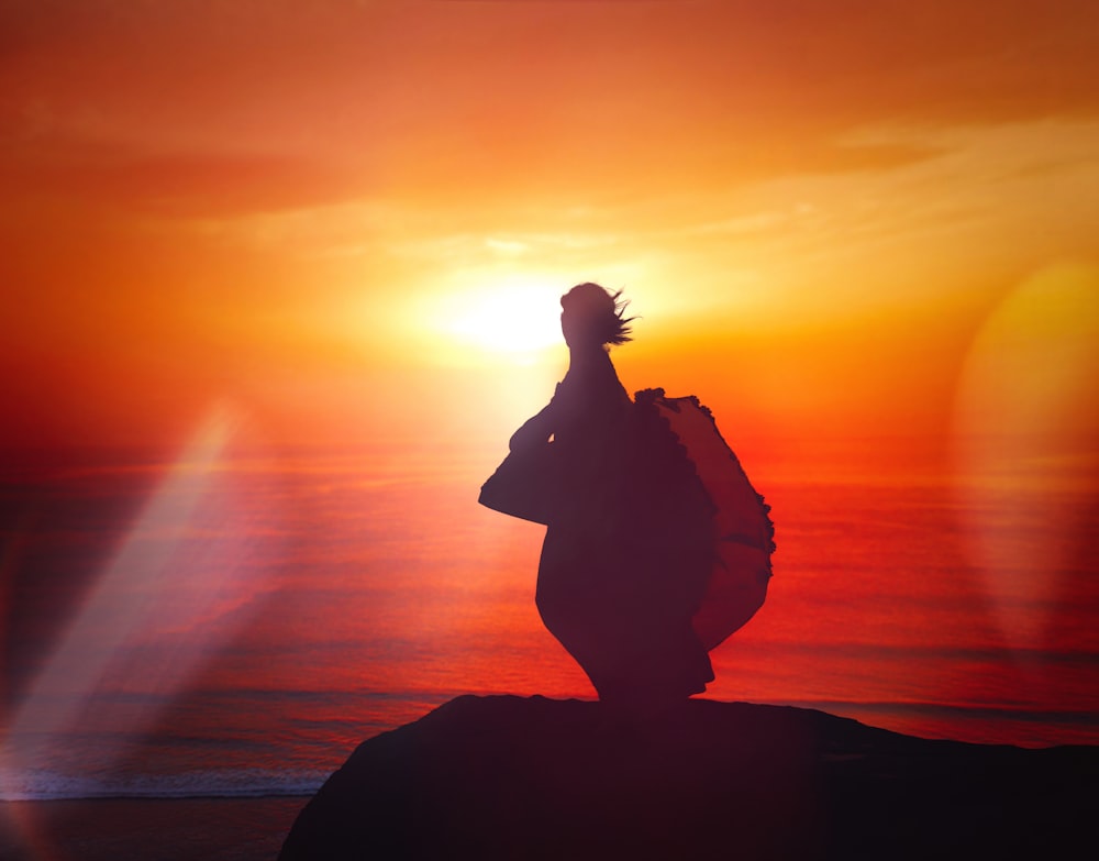 silhouette of woman wearing dress