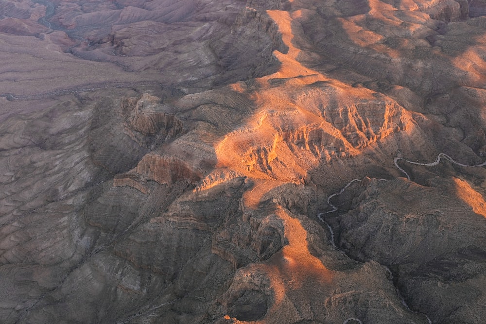 a view of a mountain range from an airplane