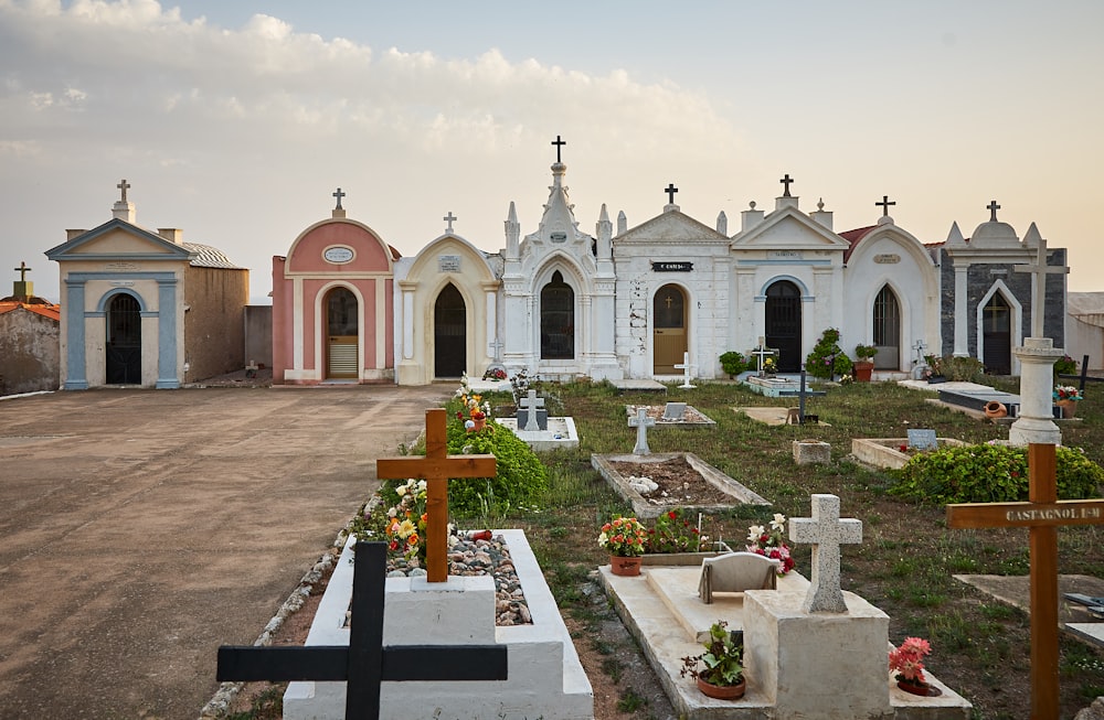 selective focus photography of cemetery