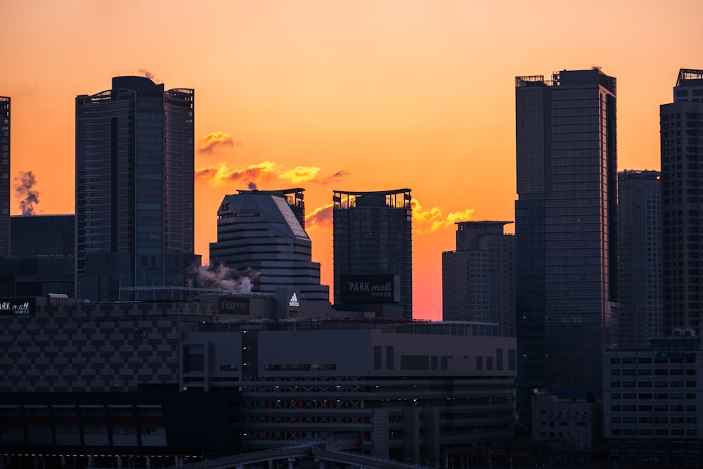 high rise buildings during sundown