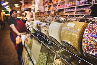 shallow focus photo of candy jars