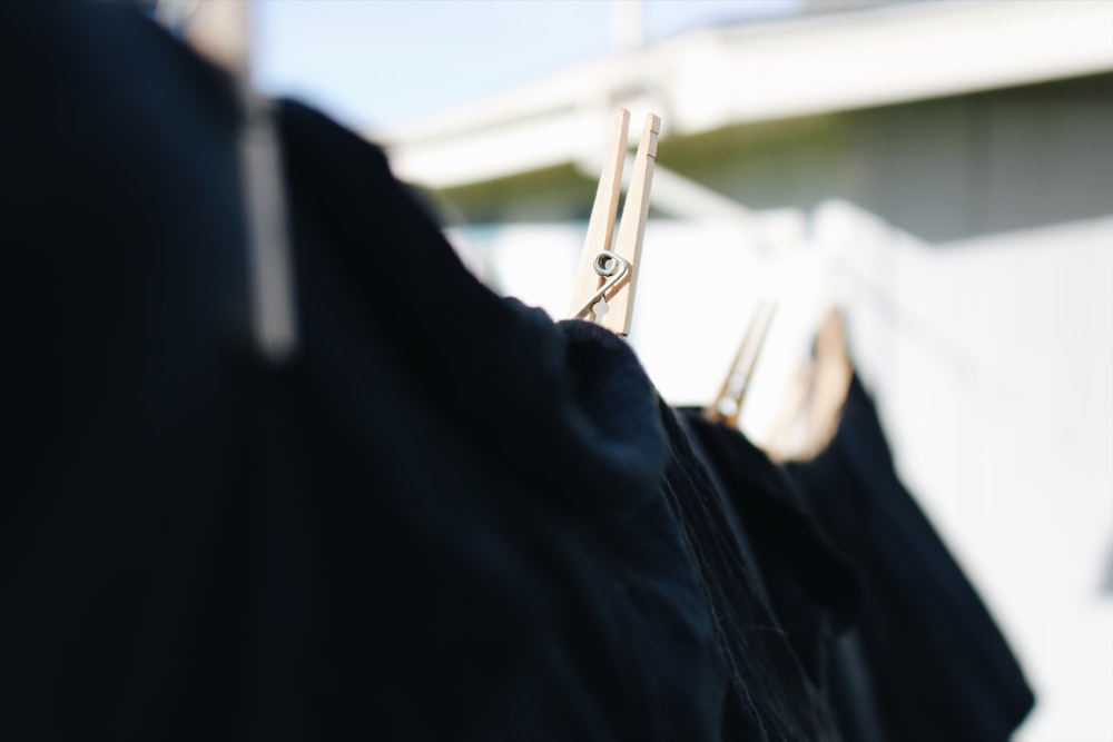 a line of clothes hanging on a clothes line