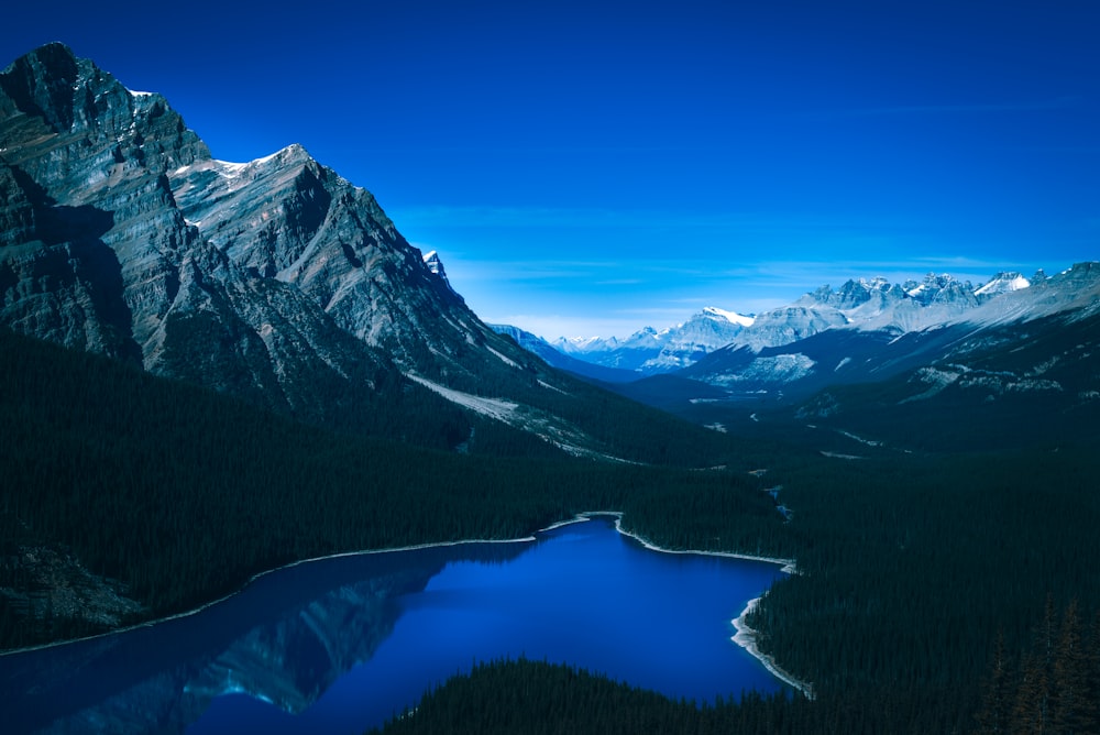 bird's eye view photo of river near mountain