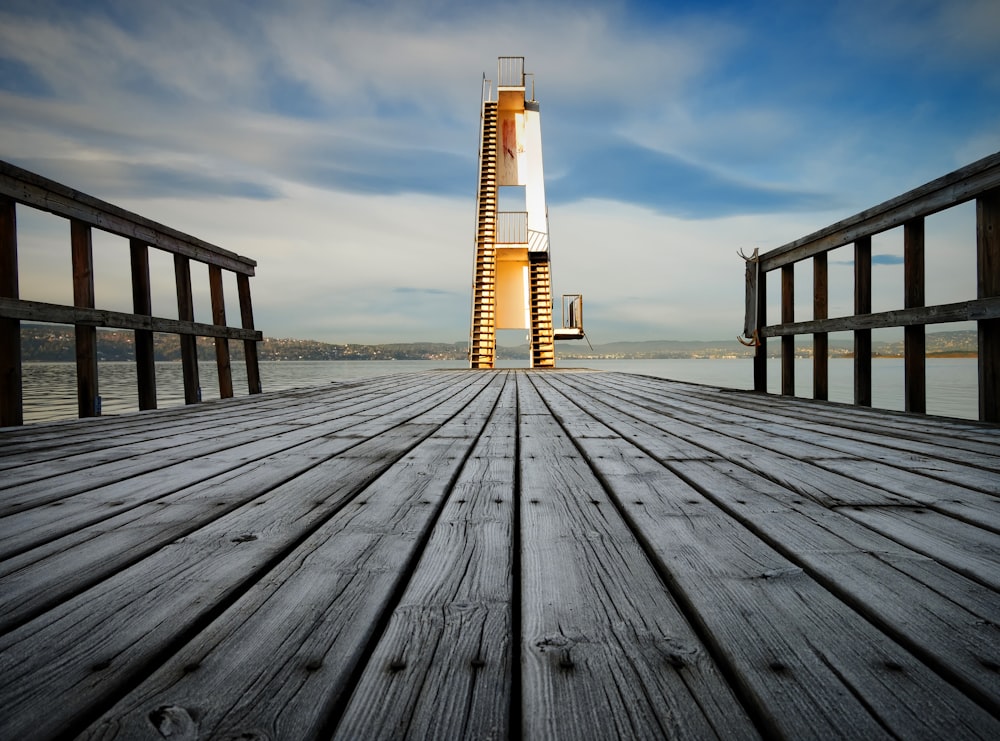 brown wooden dock bridge