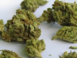 green kush on white textile