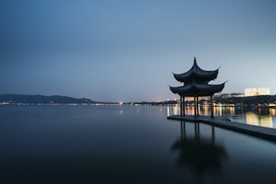 gray pier on body of water china teams background
