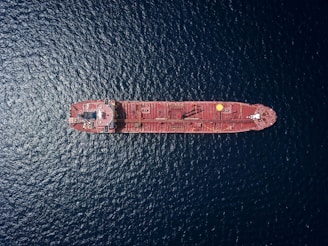 aerial photography of tanker ship