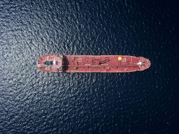 aerial photography of tanker ship