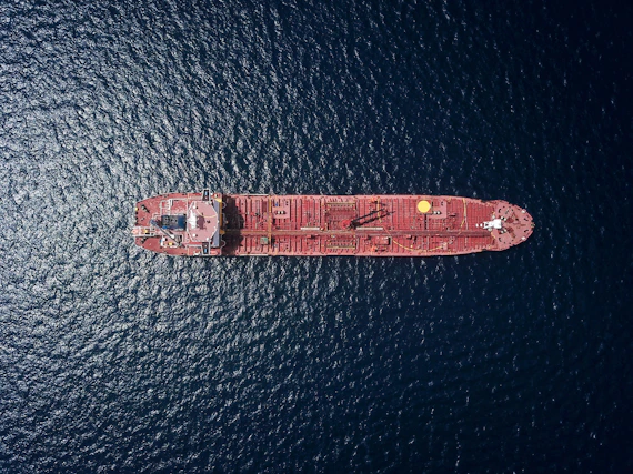aerial photography of tanker ship