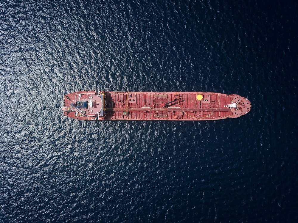 fotografia aérea de navio-tanque
