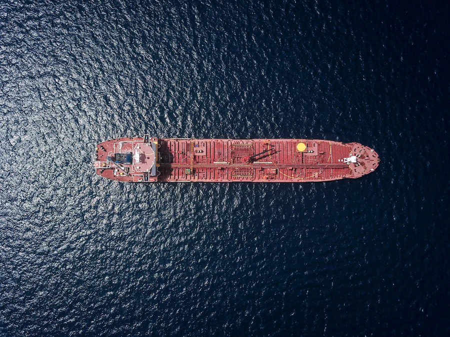 Aerial view of a vessel at sea
