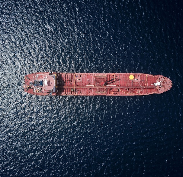 aerial photography of tanker ship