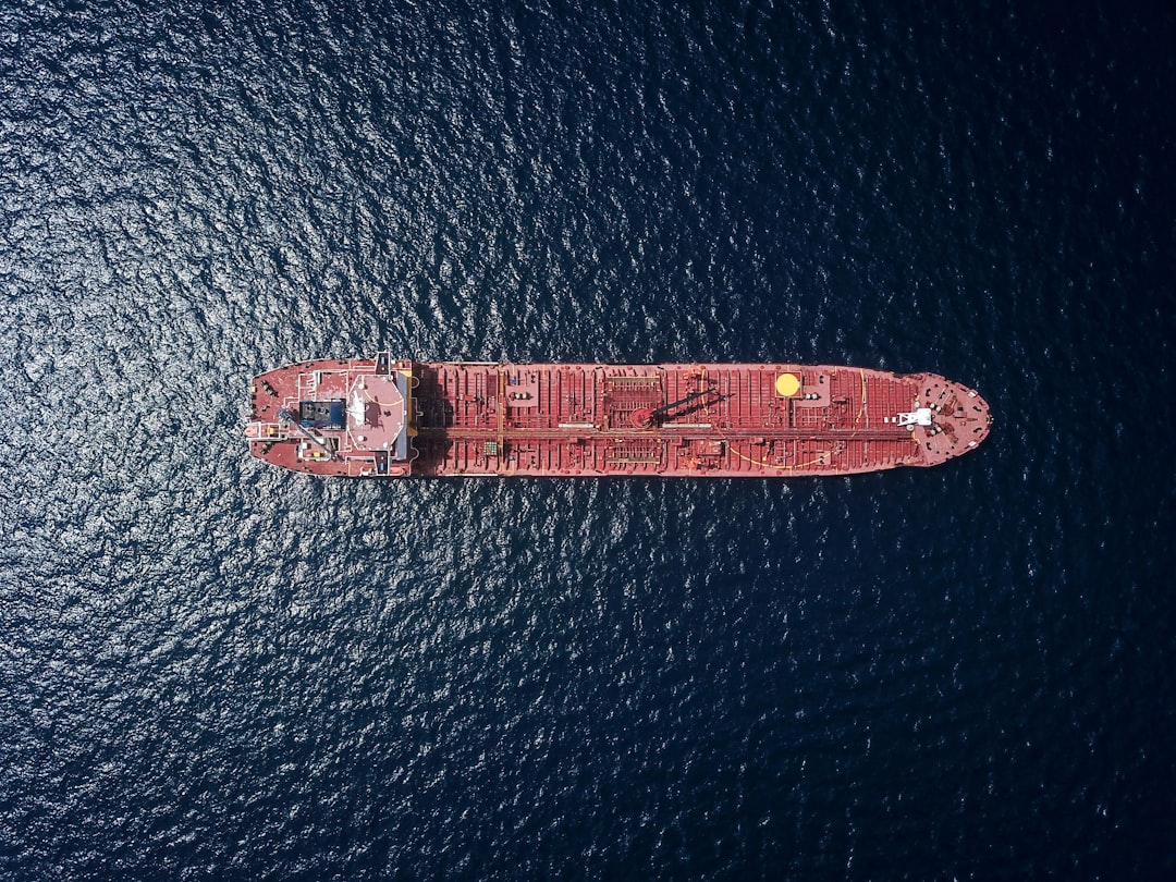 aerial photography of tanker ship,