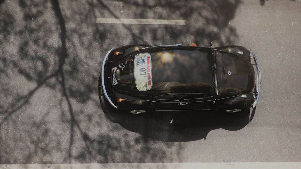 high-angle photography of car on road