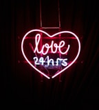 red Love 24 hours neon light sign