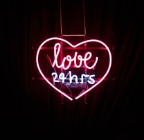 red Love 24 hours neon light sign