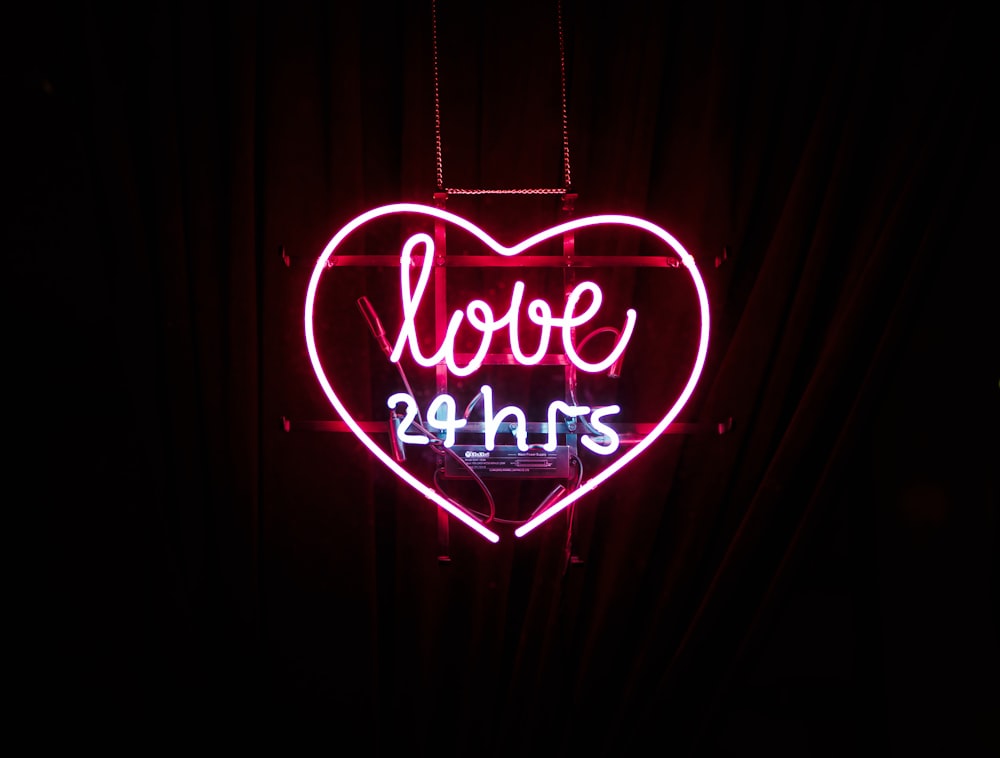 Red Love 24 Hours Neon Light Sign Photo – Free Neon Image On Unsplash