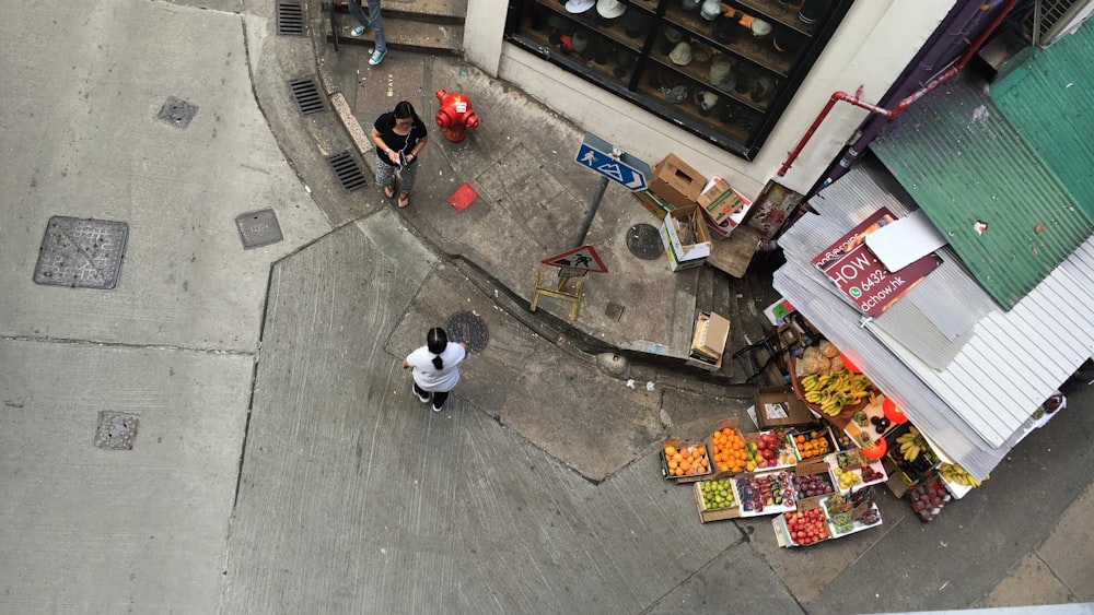 top view of person standing near building during daytime