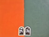 top view photography of orange and gray painted wall