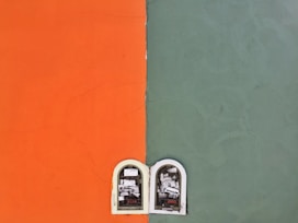 top view photography of orange and gray painted wall