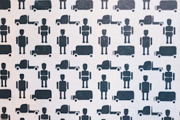 A graphic representation of vehicles and paperwork.