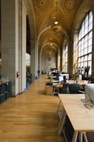 A luxurious workspace with elegant furniture and bright lighting.