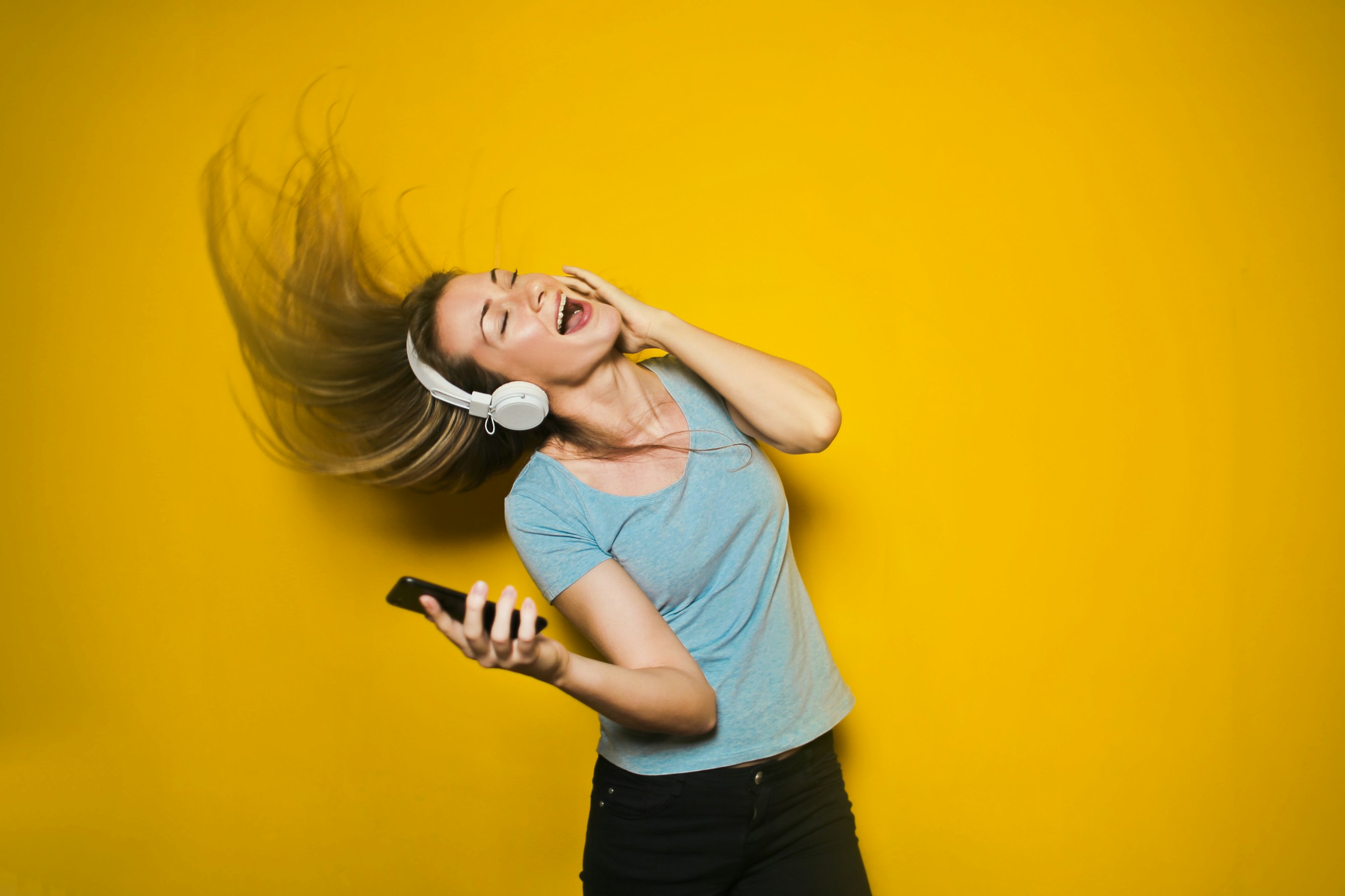 woman getting paid to listen to music