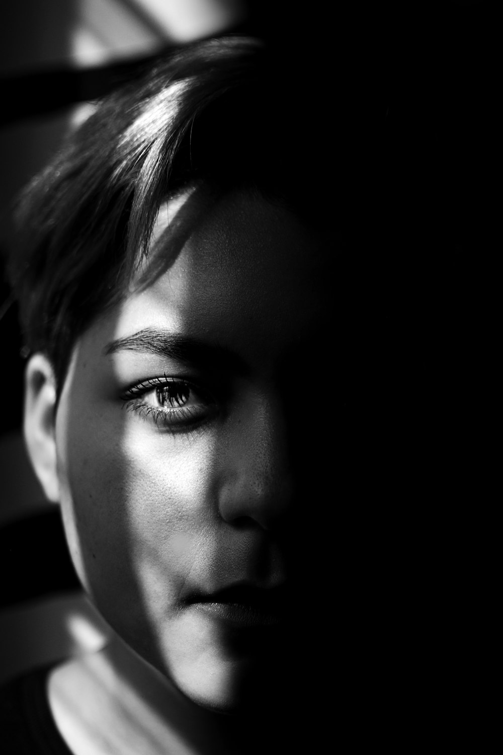 grayscale photo of woman