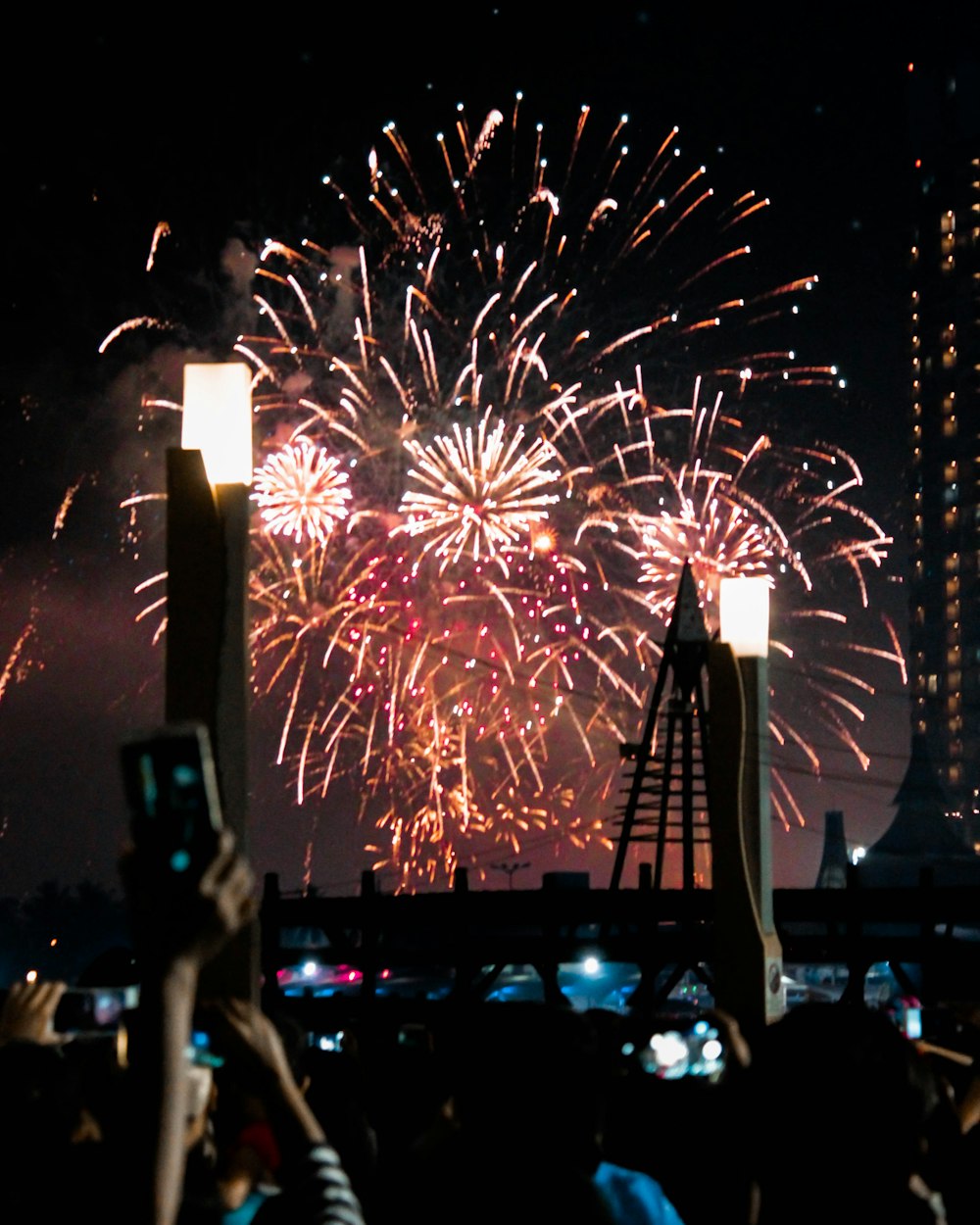 people watching fireworks display