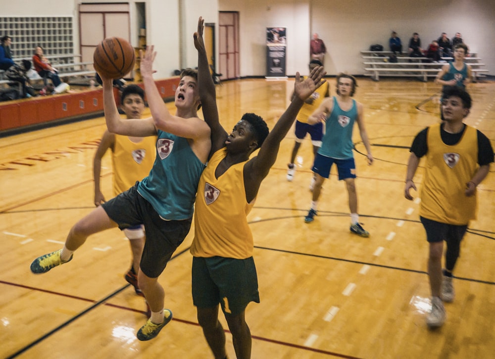 group of people playing basketball