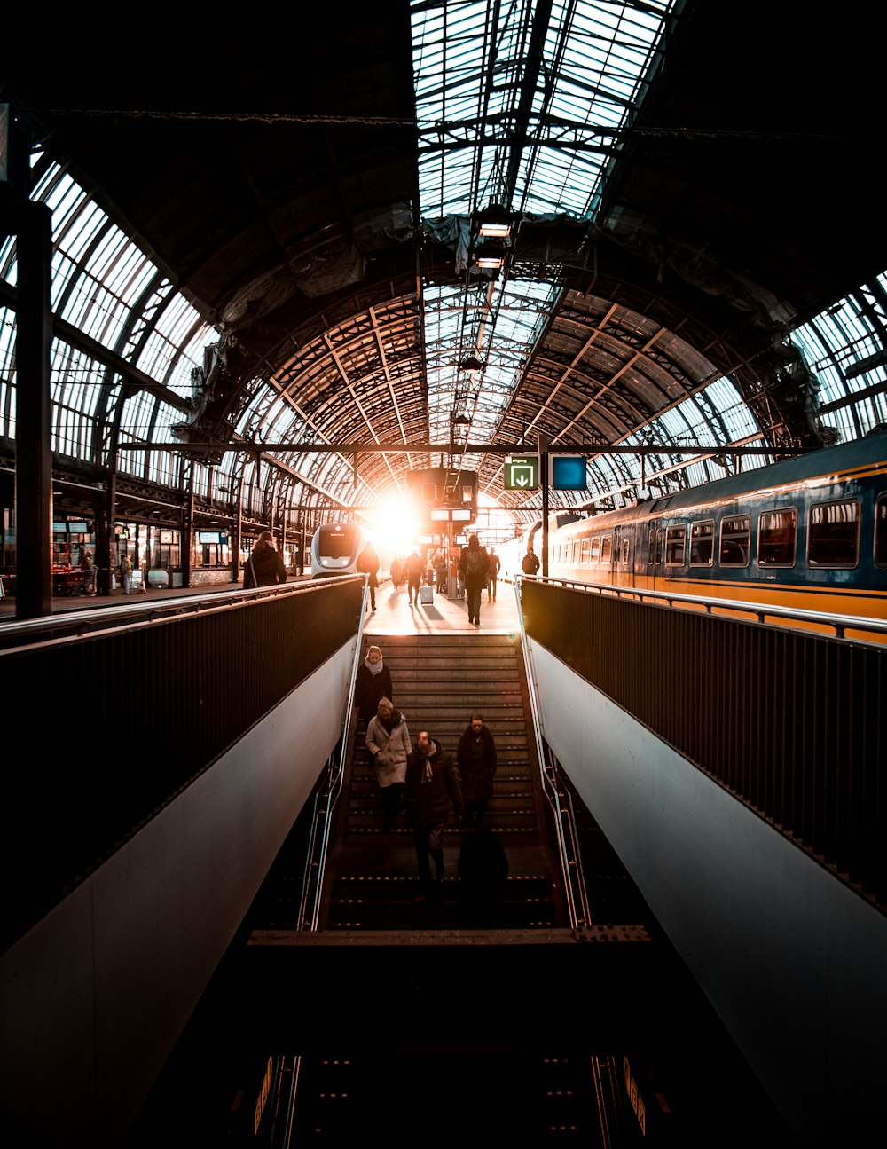 people walking on train station