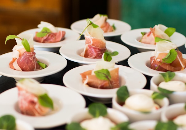 sushi on top of plates