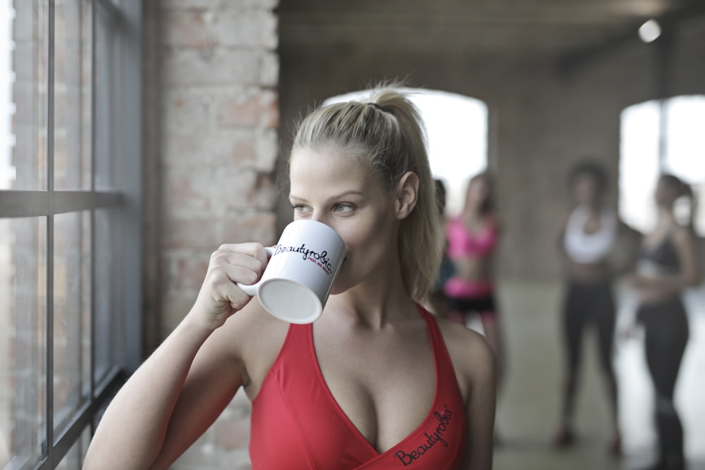 woman drinking coffee