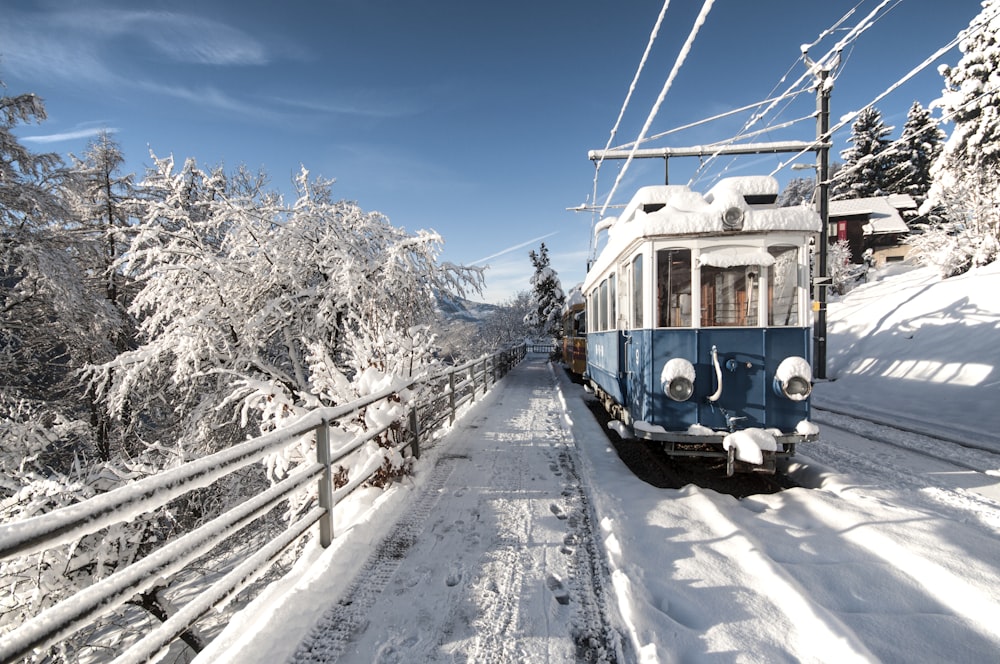 snow covered rail train