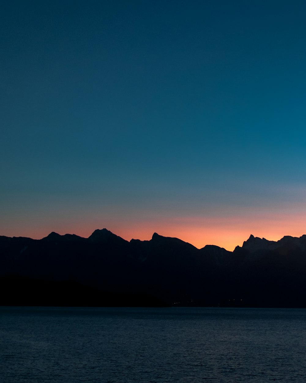 clear sky over calm body of water