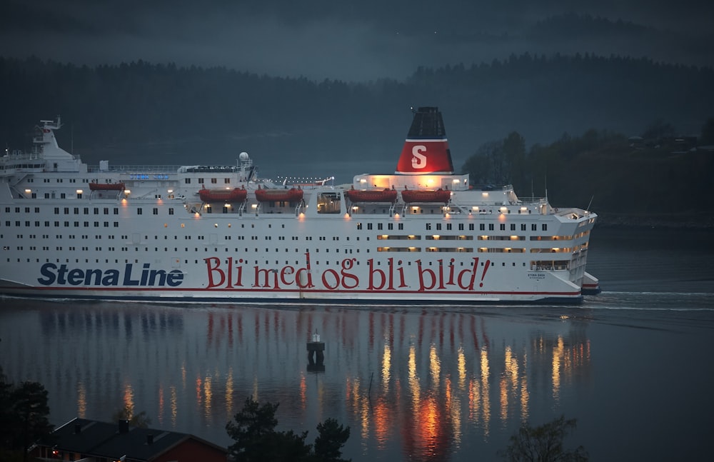 white Stena Line cruise ship in body of water