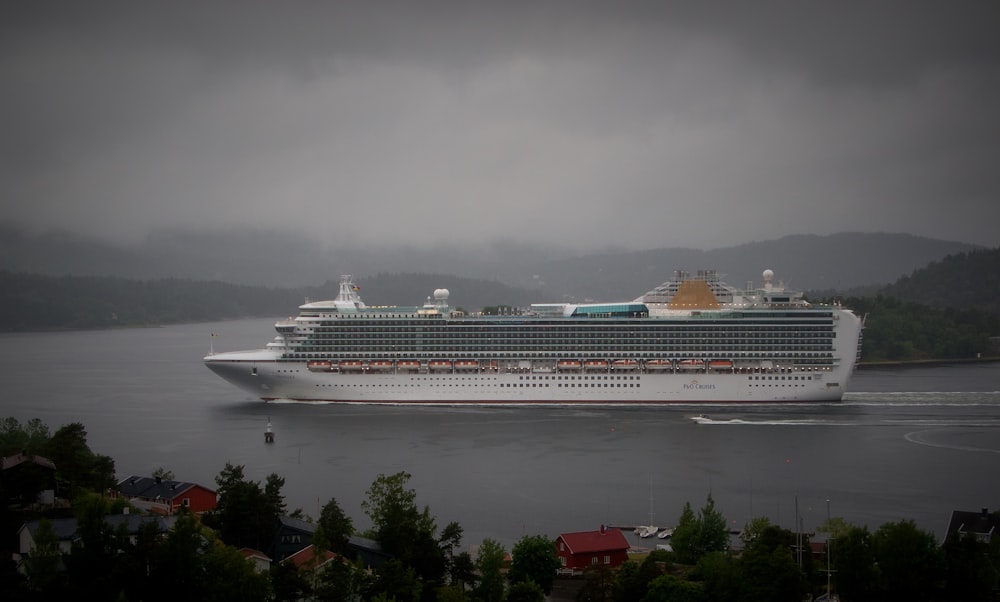 white cruise ship on body of water