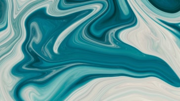 white and teal abstract painting