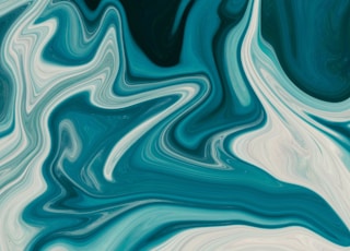 white and teal abstract painting