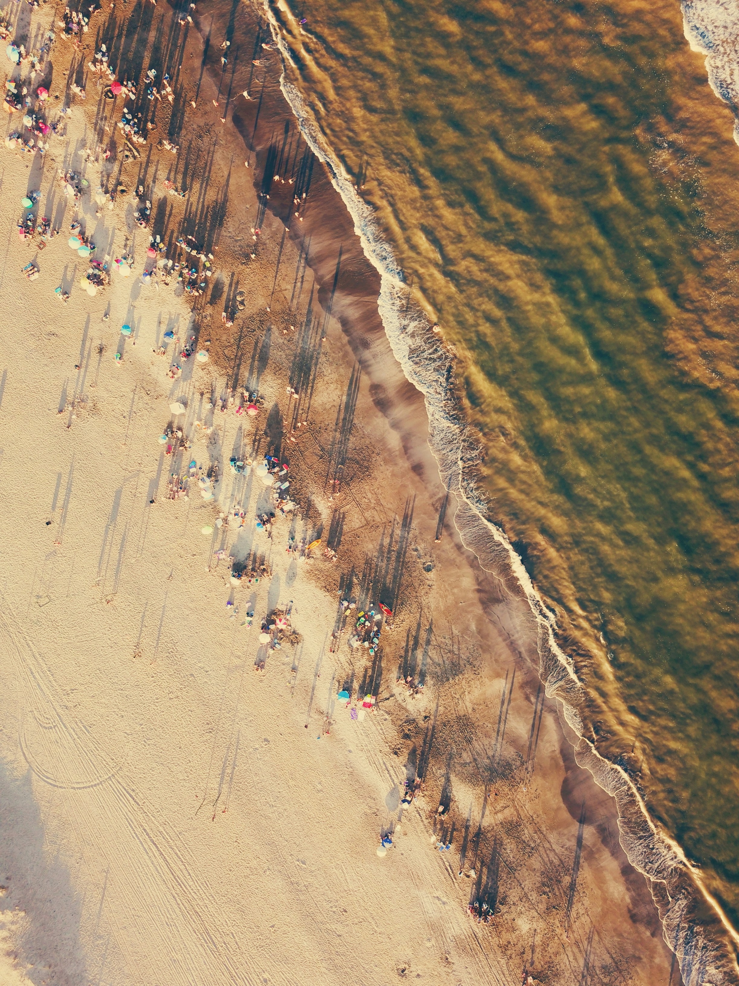 aerial view of people near body of water
