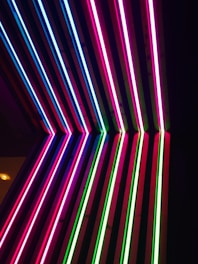 turned on green, purple, and blue neon lights