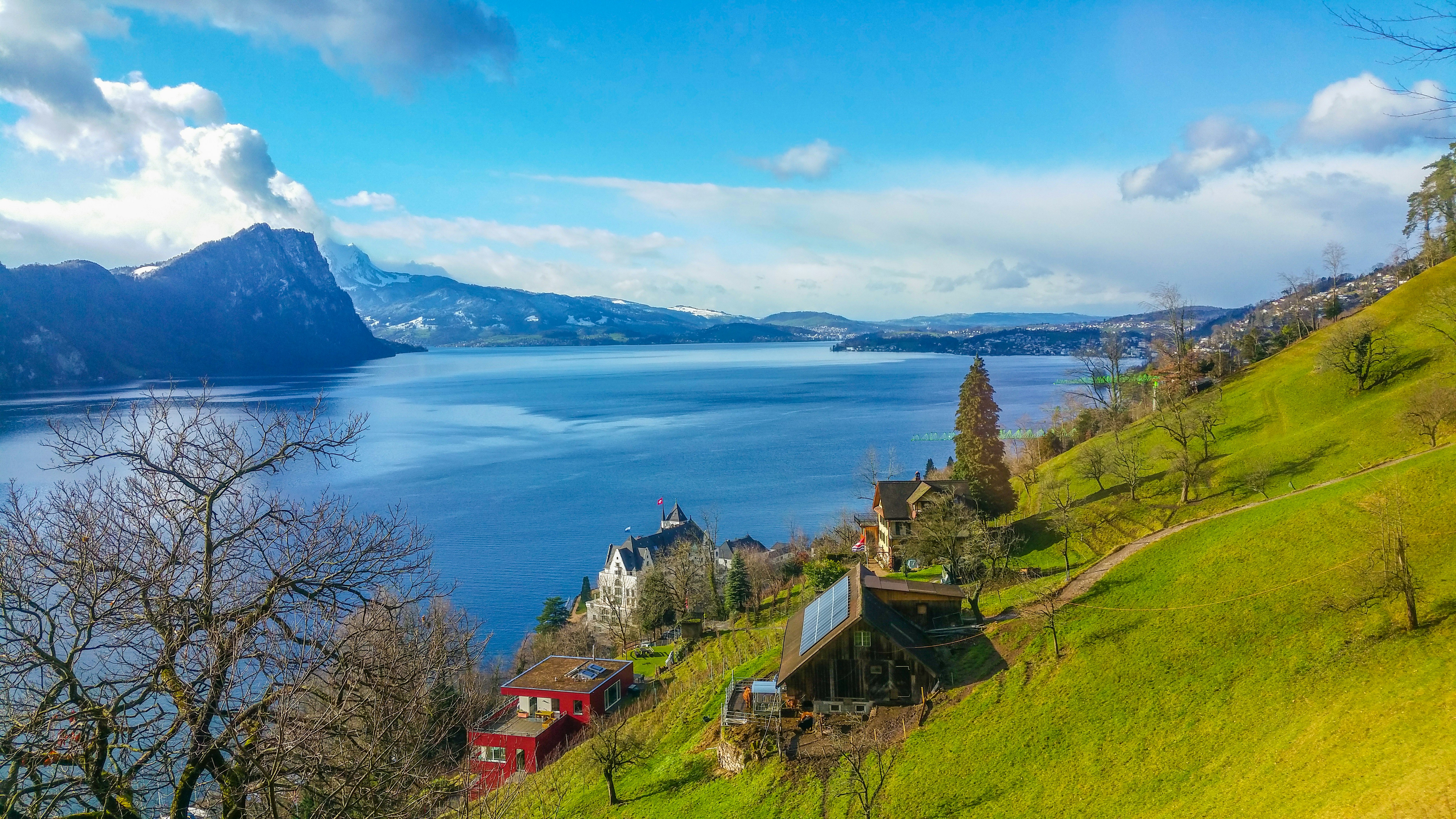 Beautiful tourism destination with mountains and lake