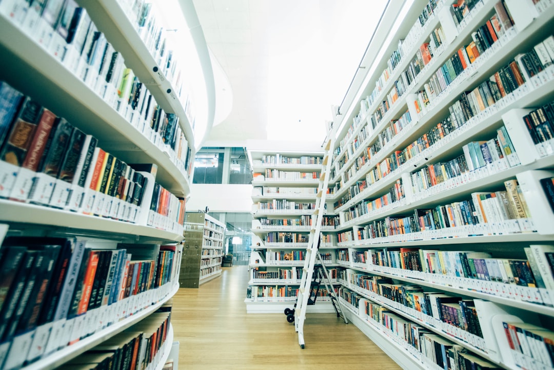 white stairs inside the library