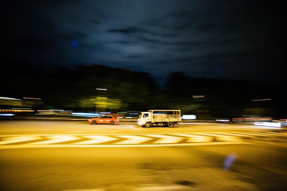 white delivery truck in the road