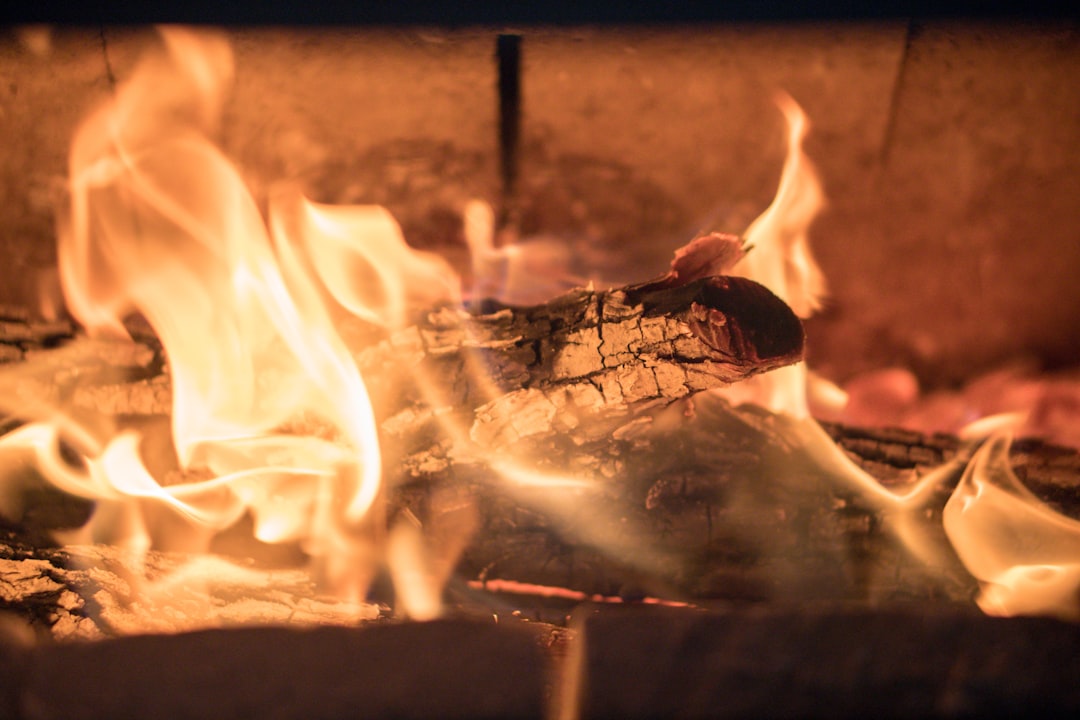  focus photography of wood burning stove